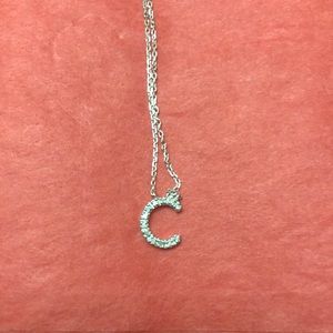 Haltoms Diamond letter C 925 sterling necklace